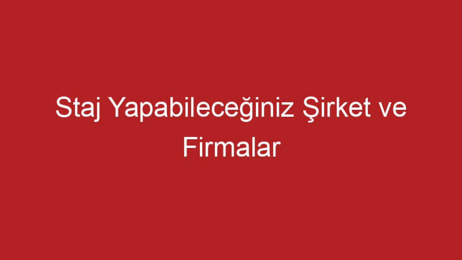Staj Yapabileceğiniz Şirket ve Firmalar