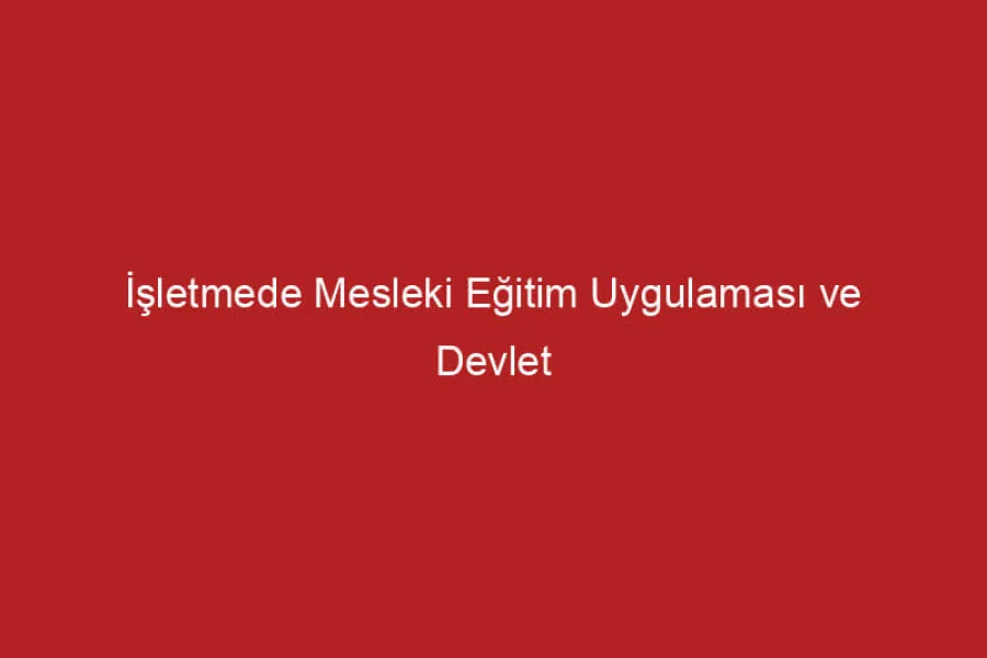 İşletmede Mesleki Eğitim Uygulaması ve Devlet Katkısı