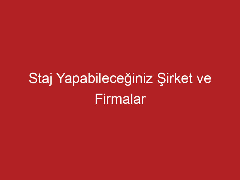 Staj Yapabileceğiniz Şirket ve Firmalar